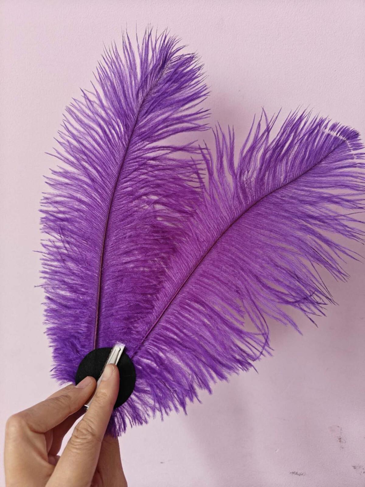 purple ostrich feather hair clip fascinator fancy dress costume dance party