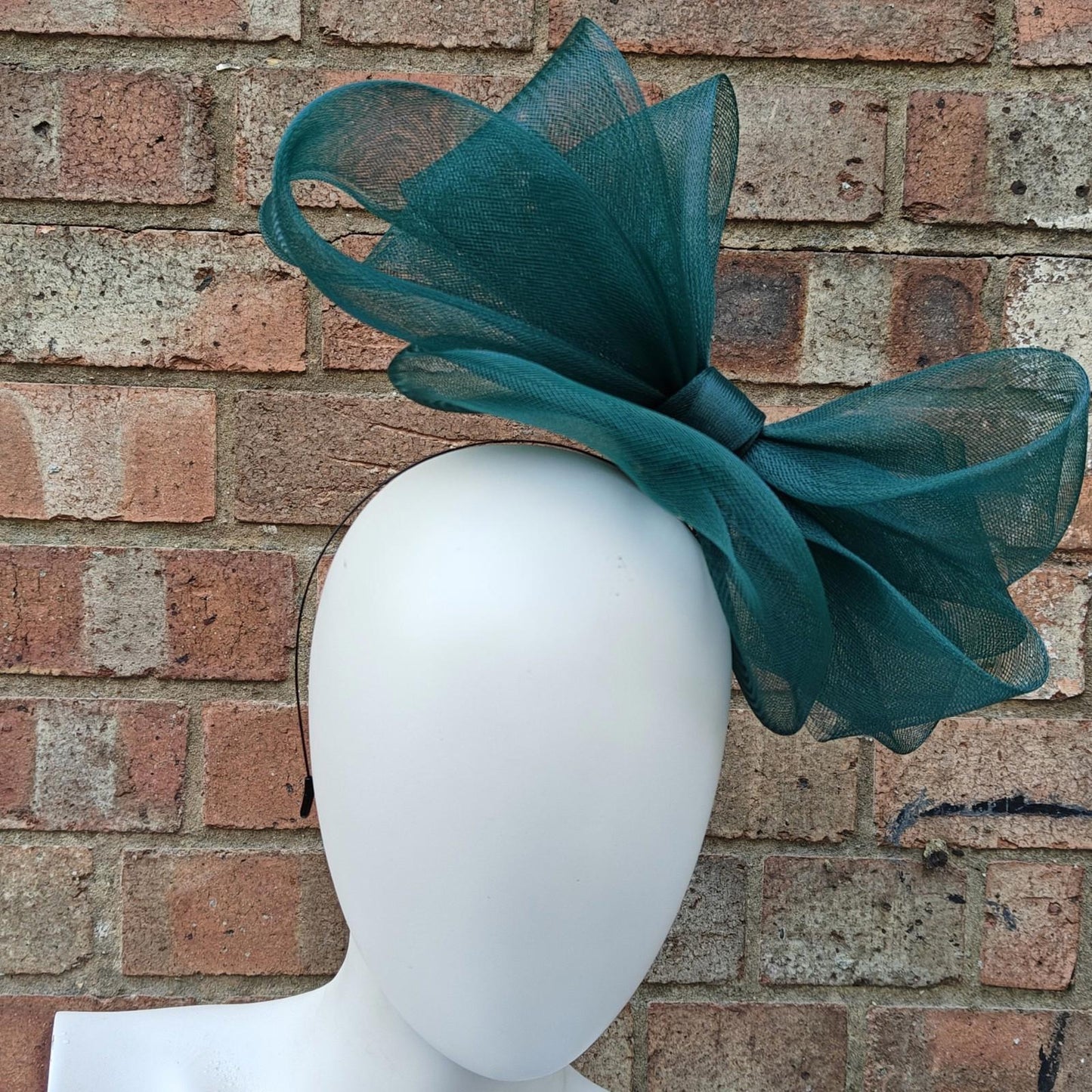 dark green handmade fascinator millinery headband wedding hat race party