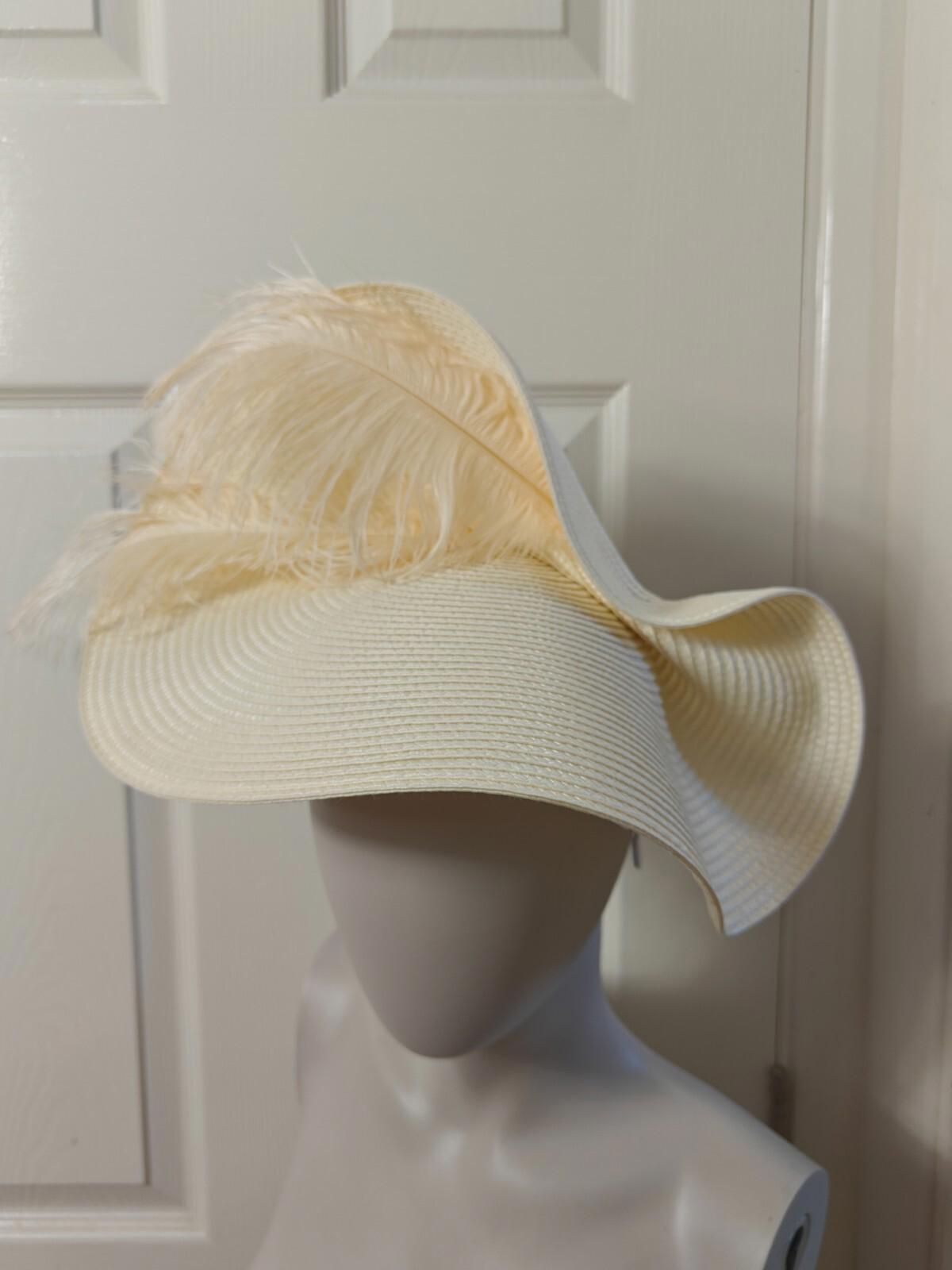 ivory large straw fascinator ostrich feather millinery headband wedding hat