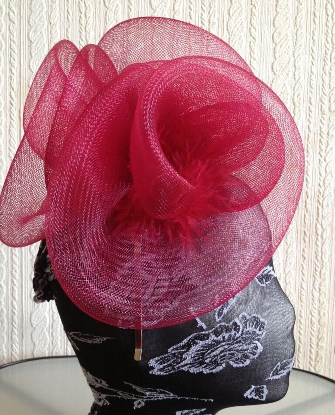 dark red headband crin fascinator millinery hat wedding ascot