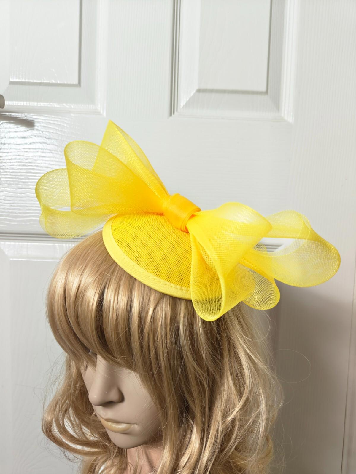 yellow fascinator millinery burlesque headband wedding hat ascot race