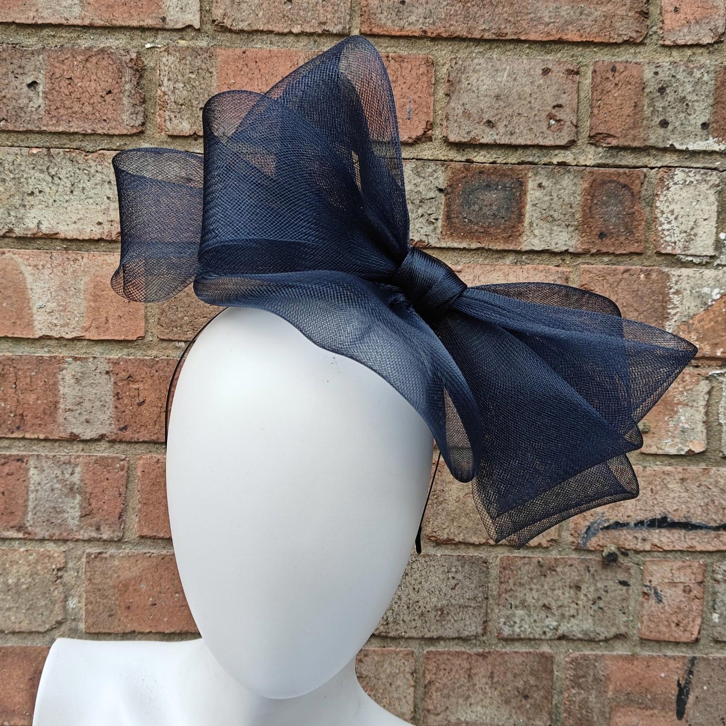 dark navy handmade fascinator millinery headband wedding hat race party