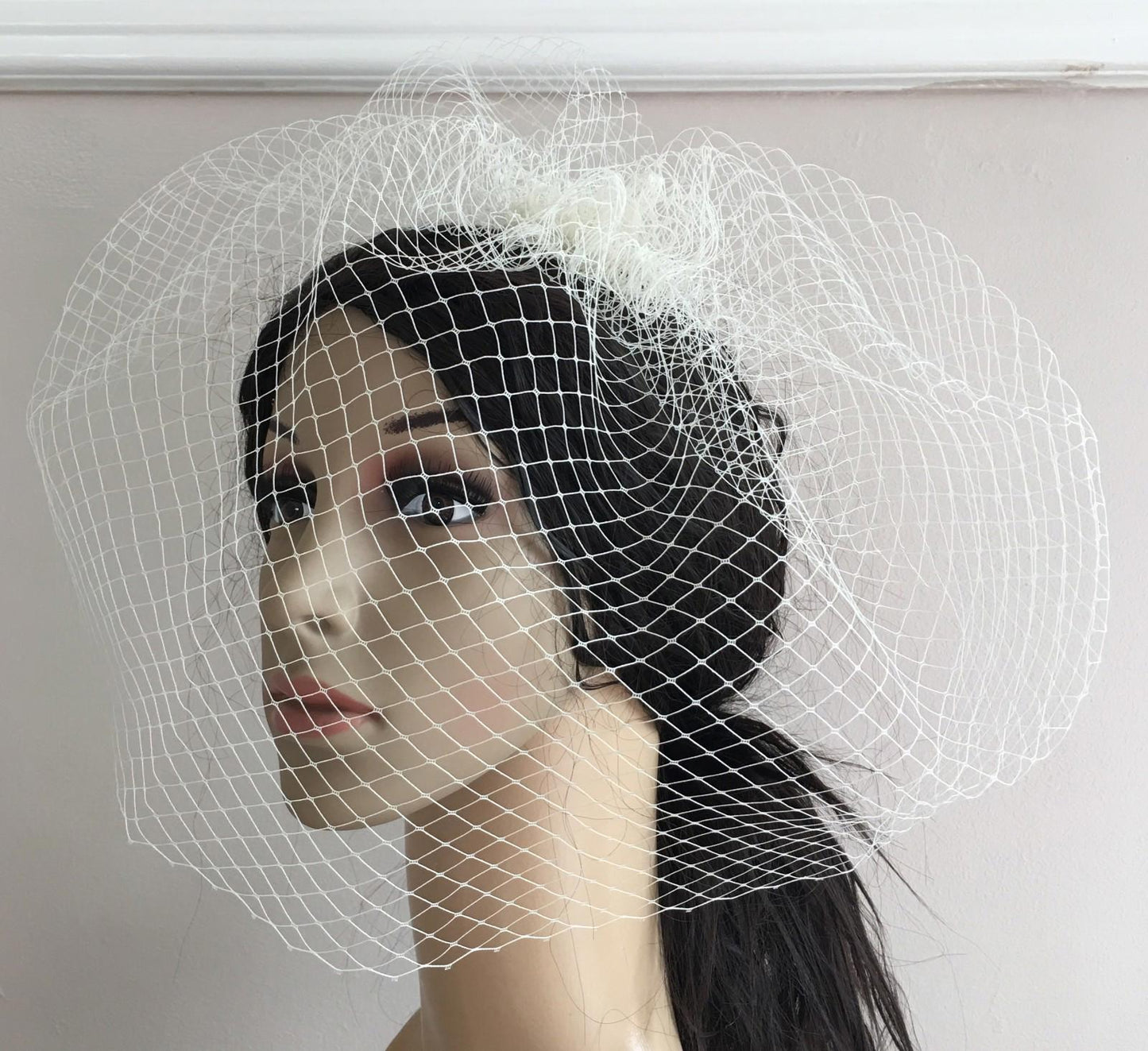 ivory french veil veiling fascinator wedding bridal hair hat comb clip race