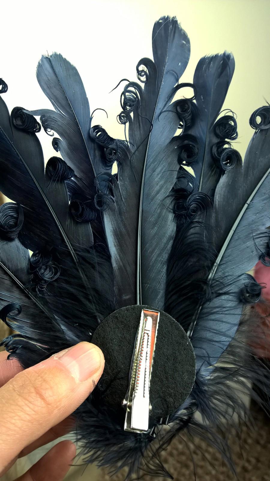 navy blue feather fascinator millinery hair clip wedding piece ascot race dance