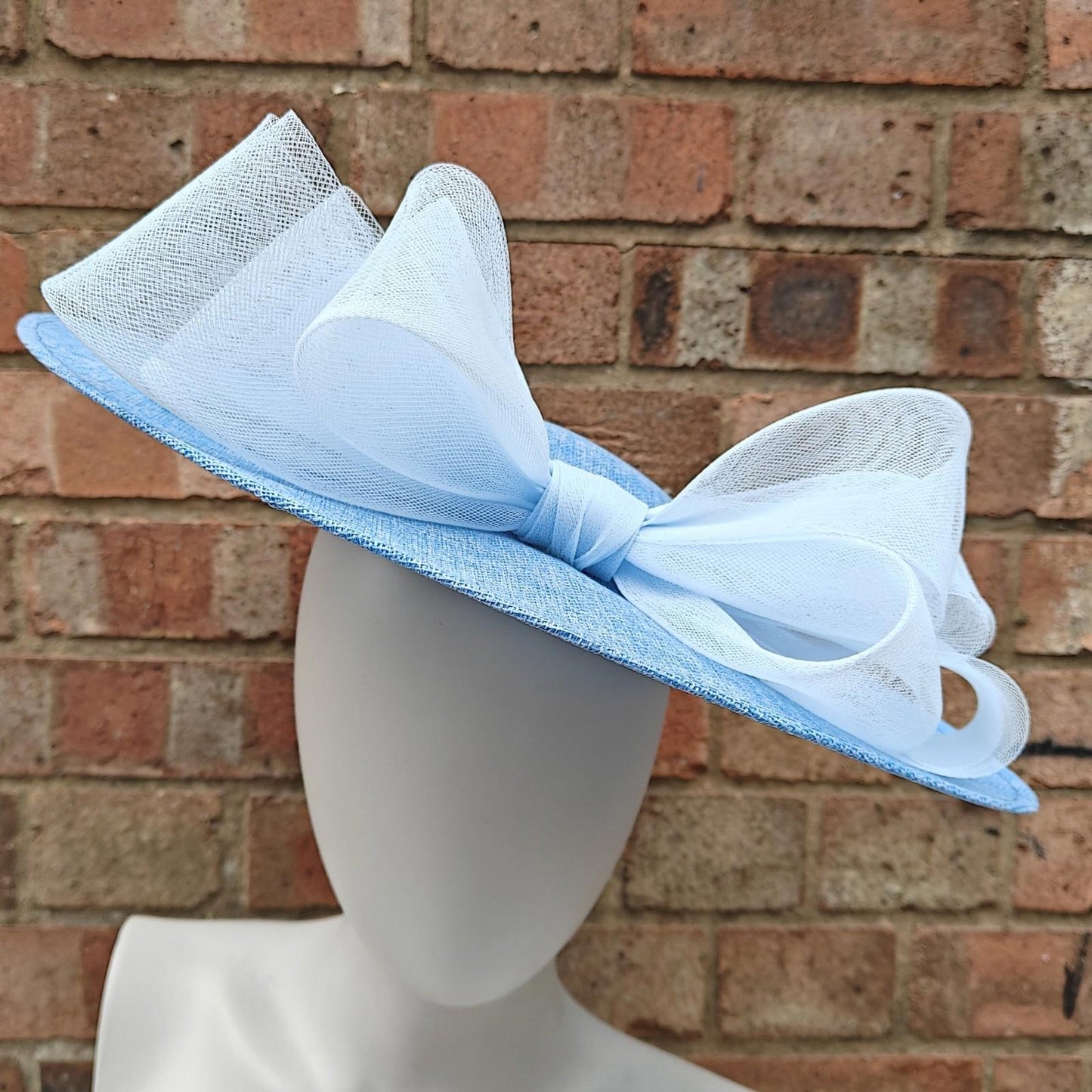 baby blue large fascinator wedding hat handmade hatinator Ascot bow