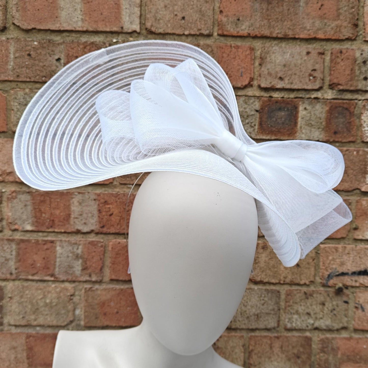 white bow crinoline fascinator millinery headband wedding hat party cosplay