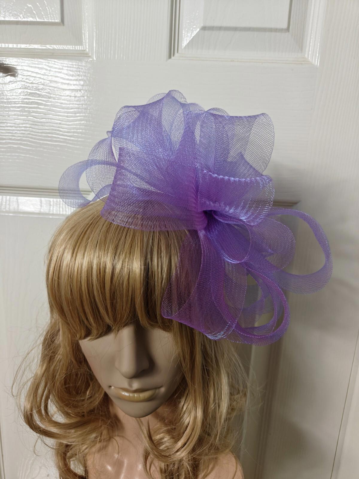 purple fascinator millinery burlesque headband wedding hat ascot race