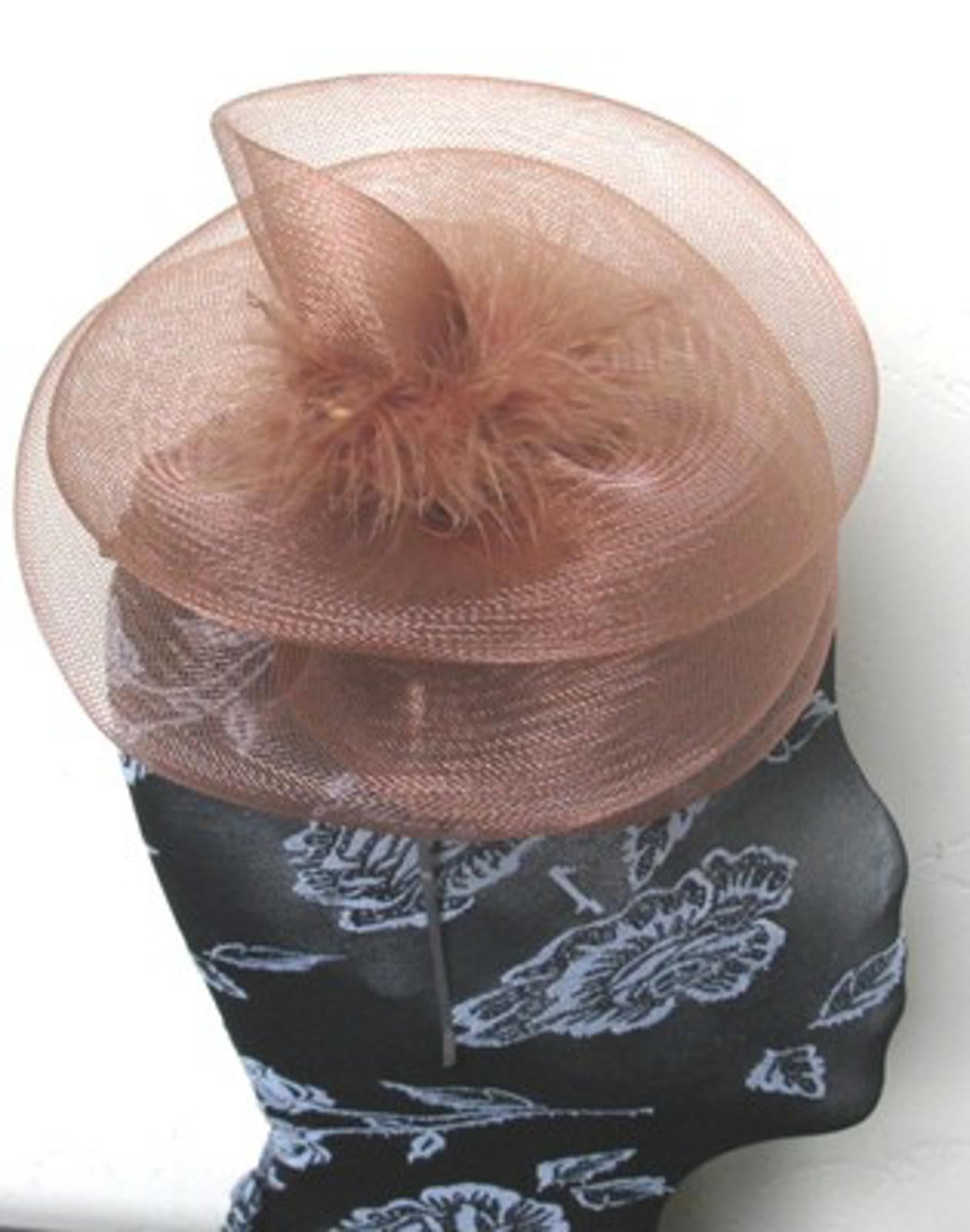 brown tan feather fascinator millinery burlesque headband wedding hat hair piece