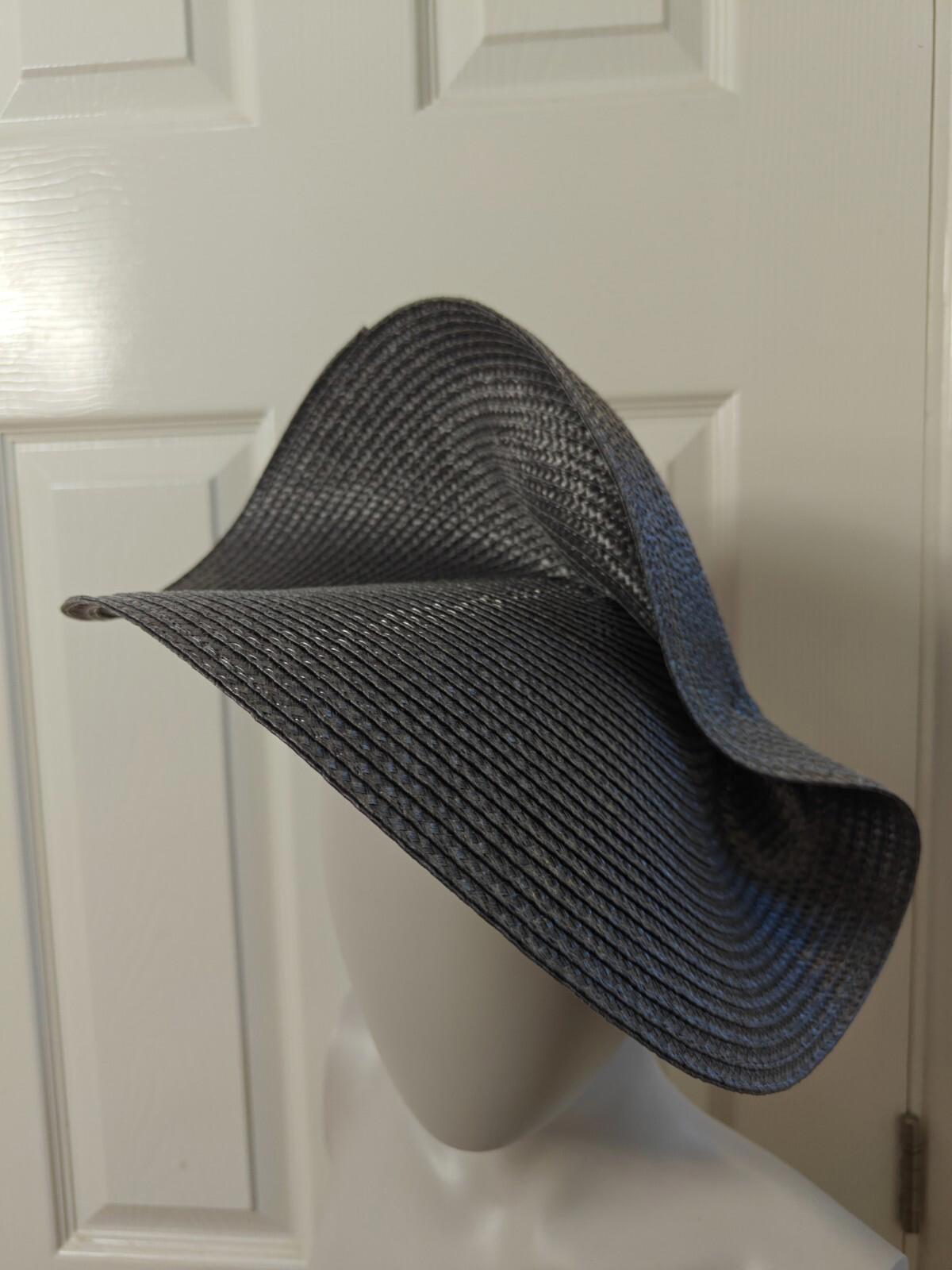 dark grey large straw fascinator millinery burlesque headband wedding hat