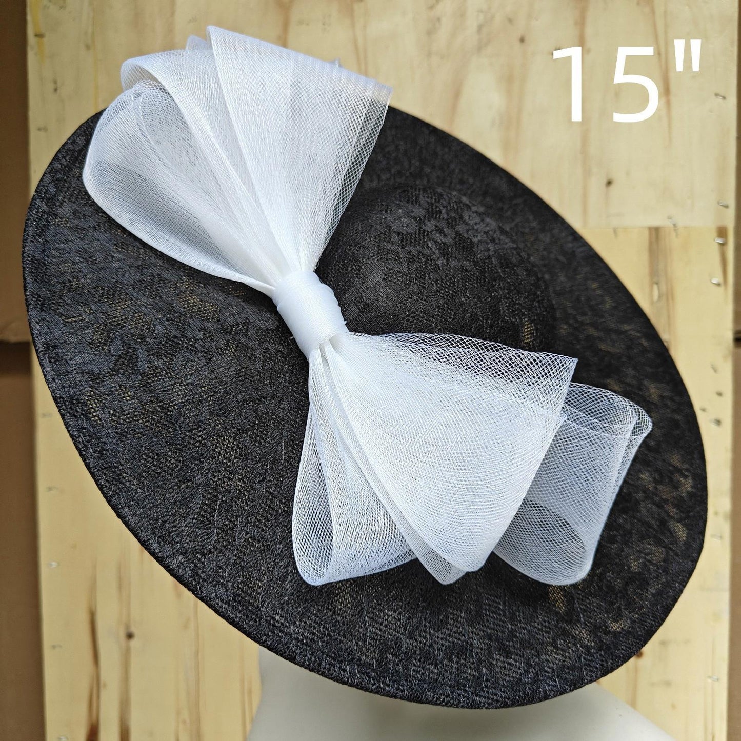 black white lace fascinator wedding hatinator hat Kentucky Derby Royal Ascot bow