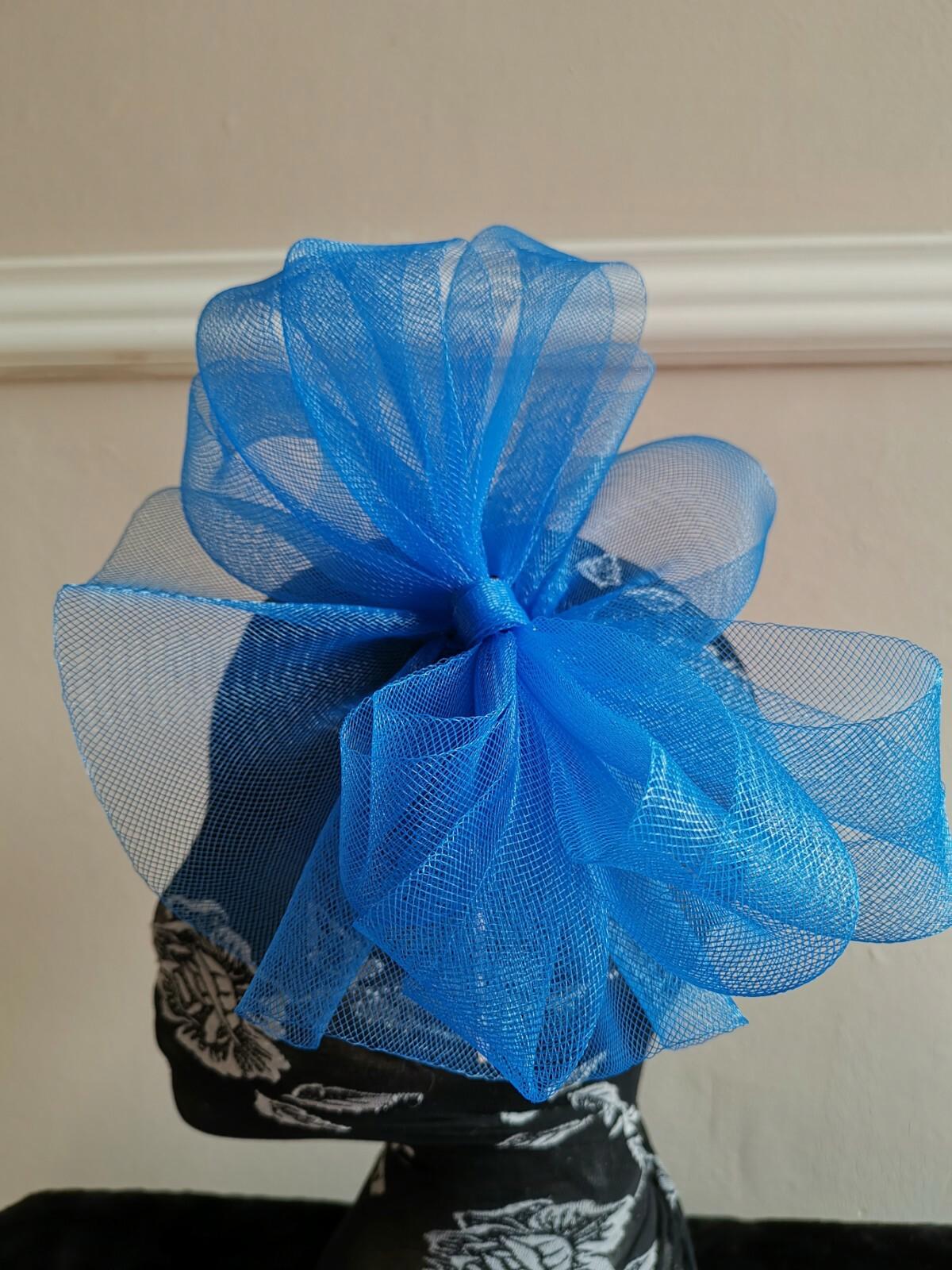 blue fascinator millinery burlesque headband wedding hat hair piece ascot race