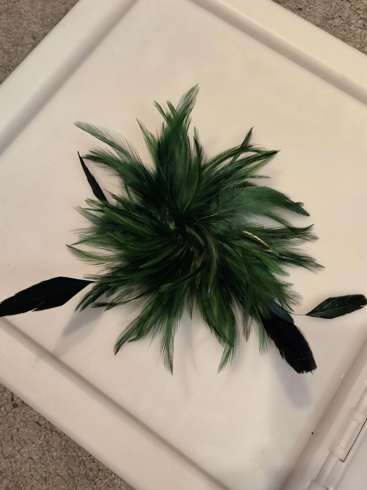 green fascinator millinery feather brooch hair clip wedding ascot