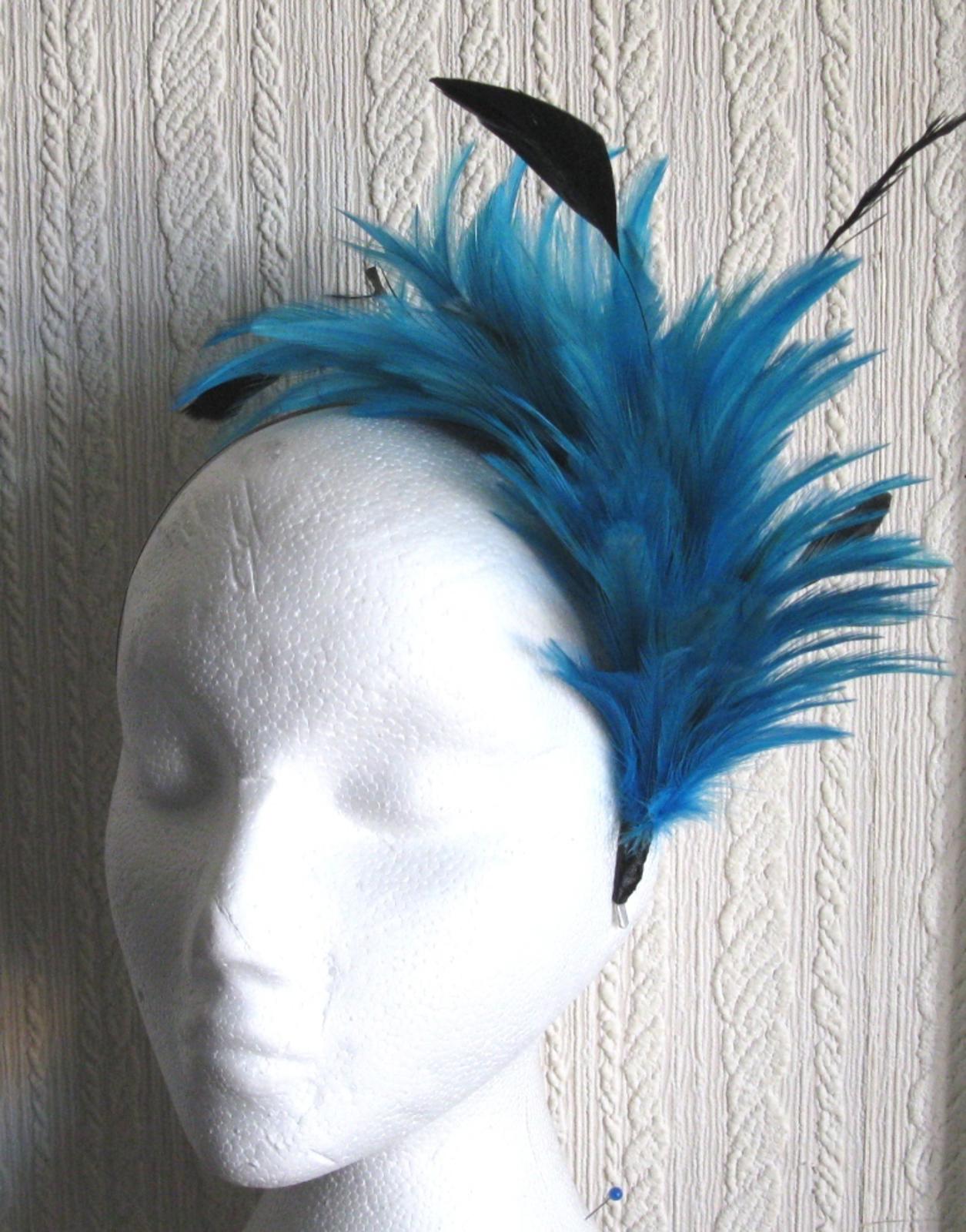 turquoise feather headband fascinator millinery wedding