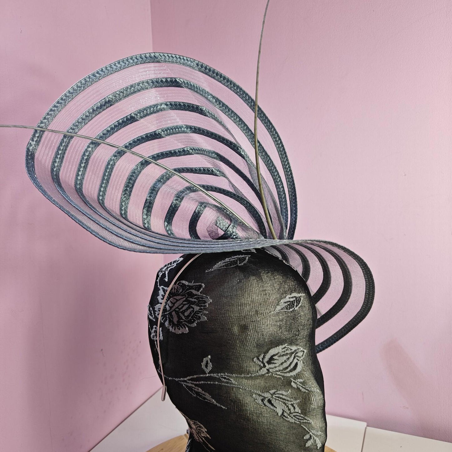 grey ostrich quill spine fascinator wedding hat Kentucky Derby Royal Ascot