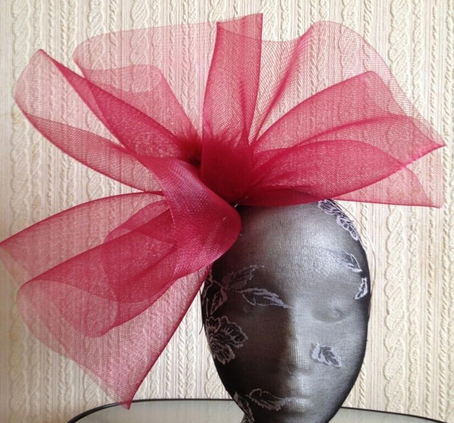 dark red headband crin fascinator millinery hat wedding ascot