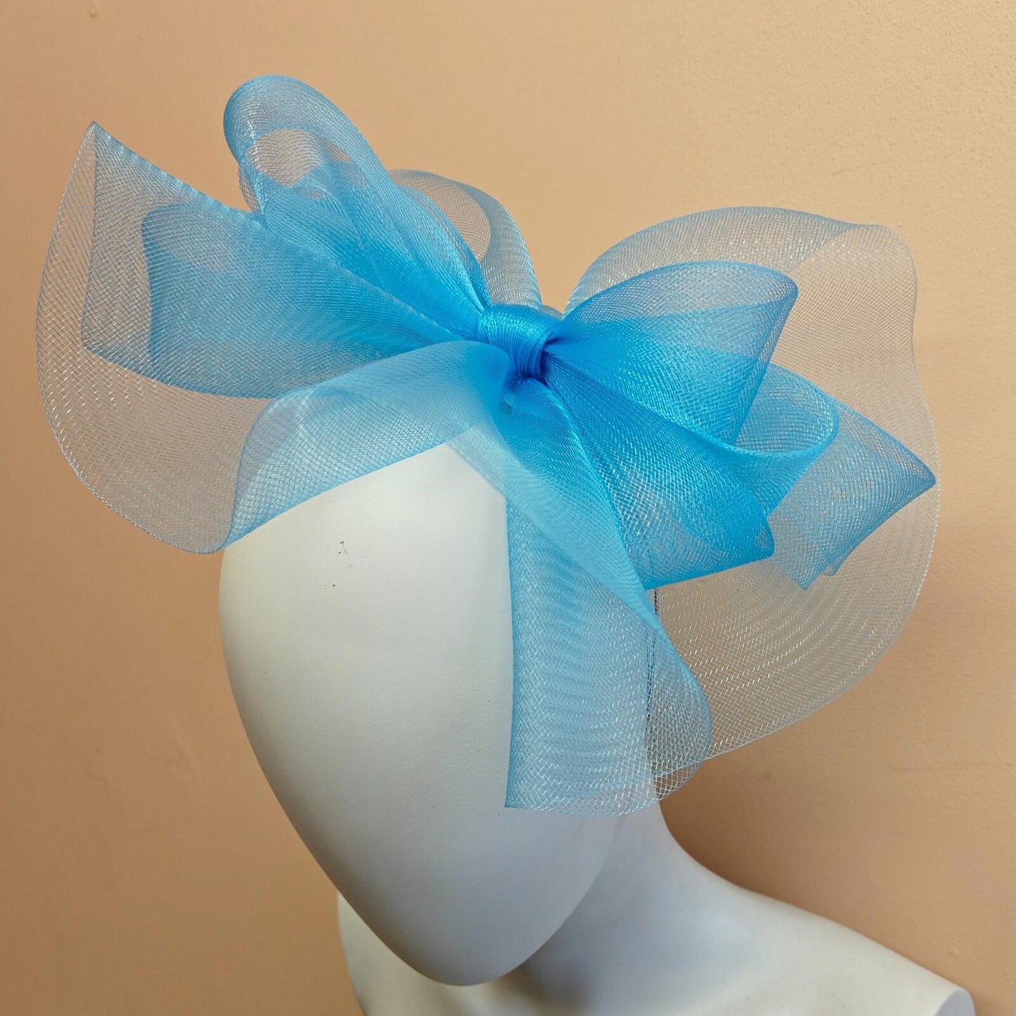 light blue fascinator millinery burlesque headband wedding hat ascot race