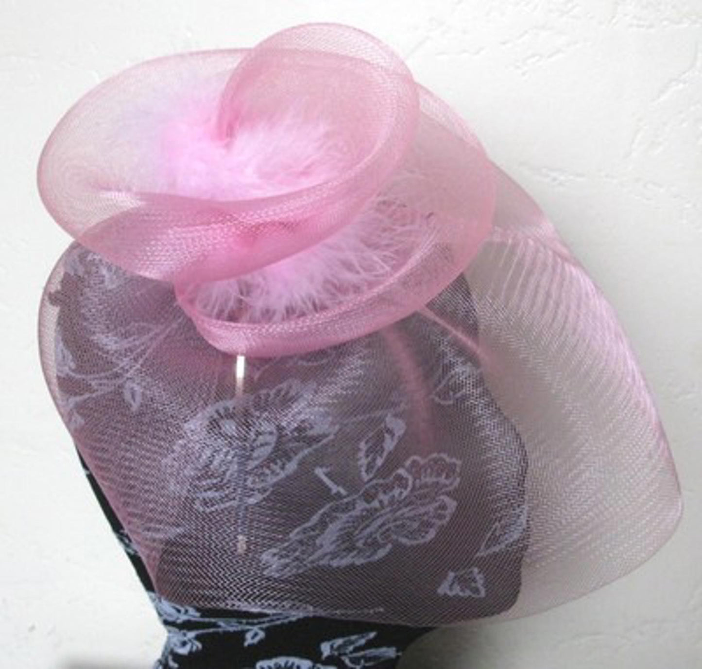 baby pink feather fascinator millinery burlesque headband wedding hat hair