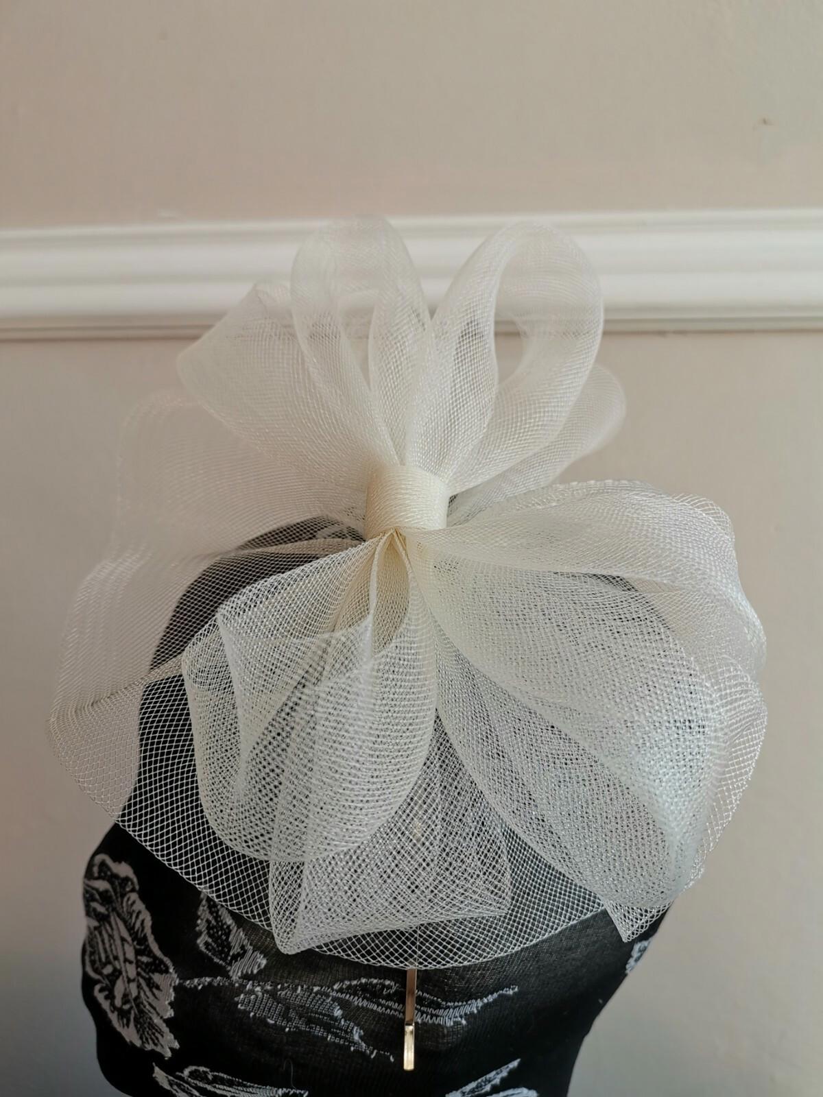 ivory off white fascinator millinery burlesque headband wedding hat hair piece