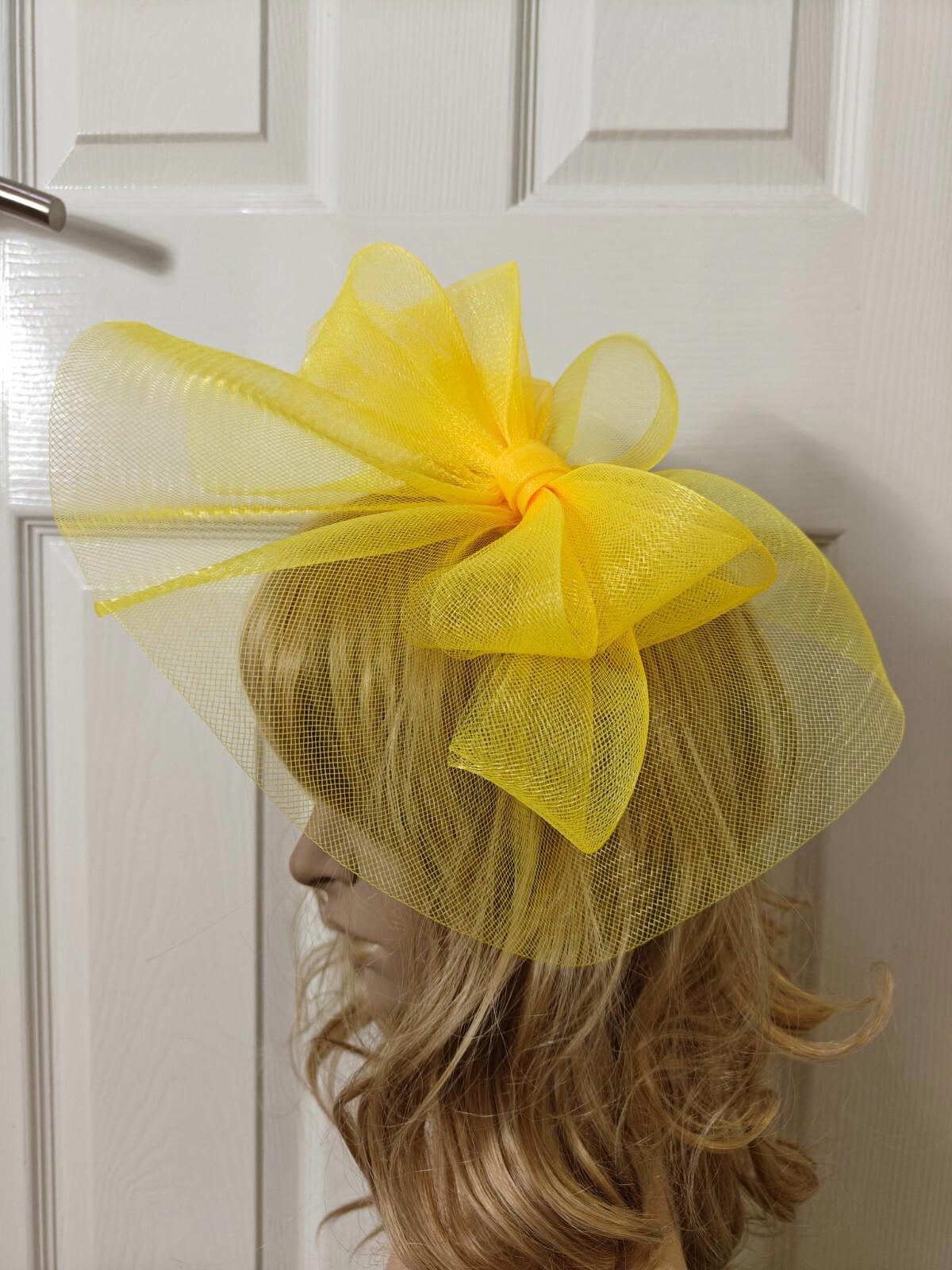 yellow fascinator millinery burlesque headband wedding hat ascot race