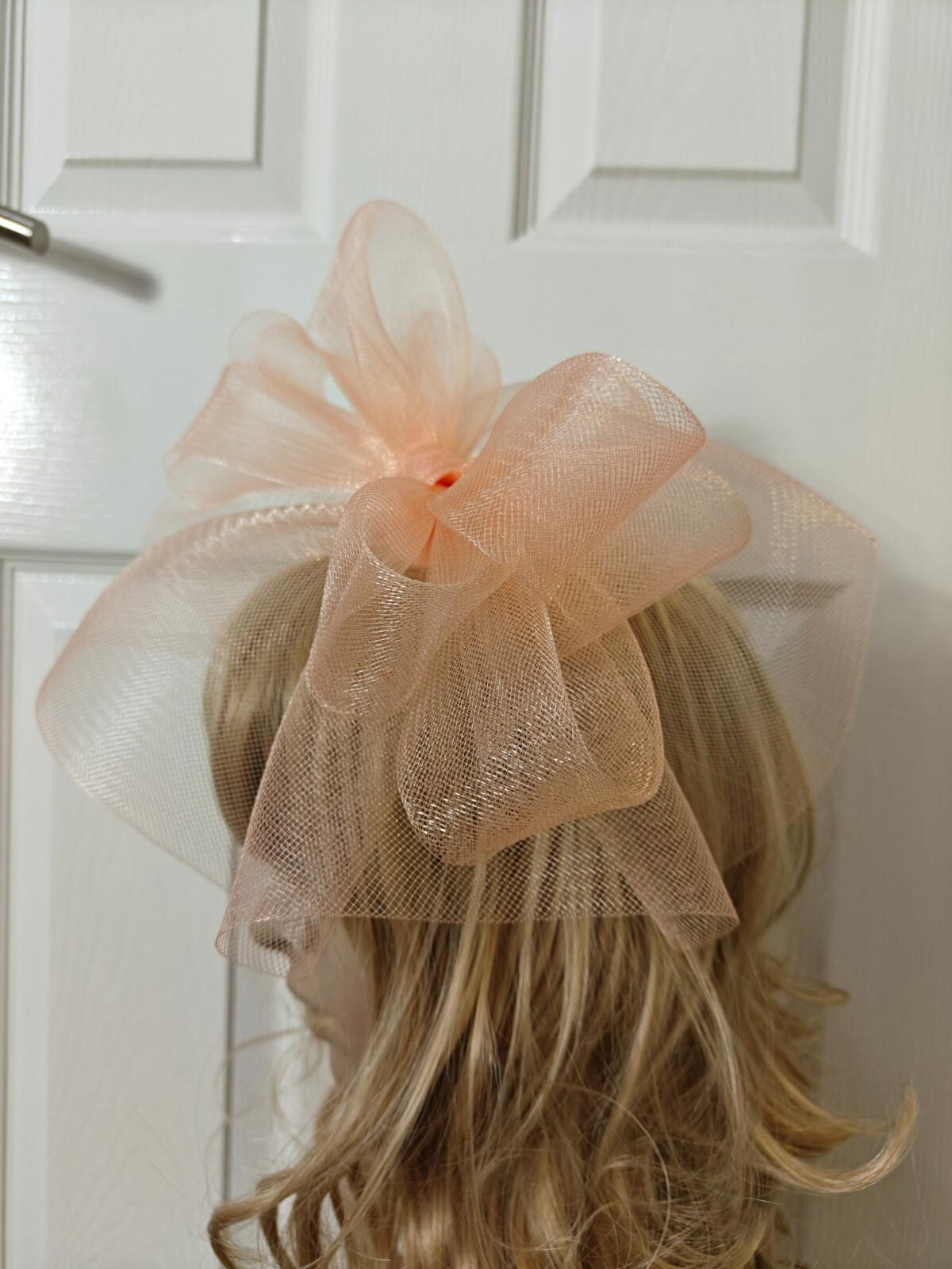 peach nude fascinator millinery burlesque headband wedding hat ascot race