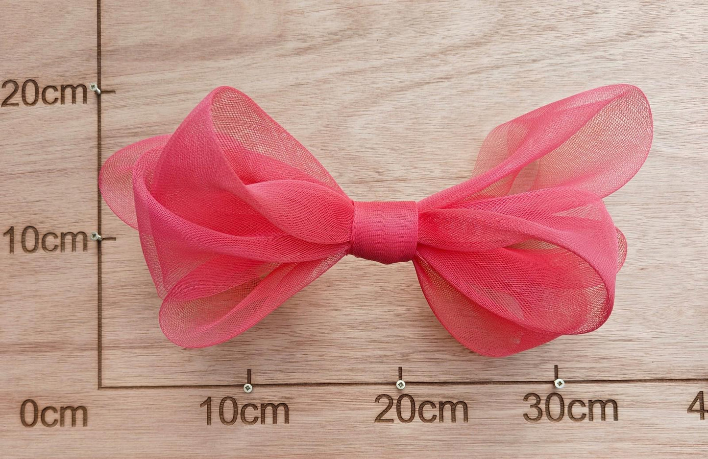 coral pink large crinoline bow art craft DIY handmade fascinator hair clip