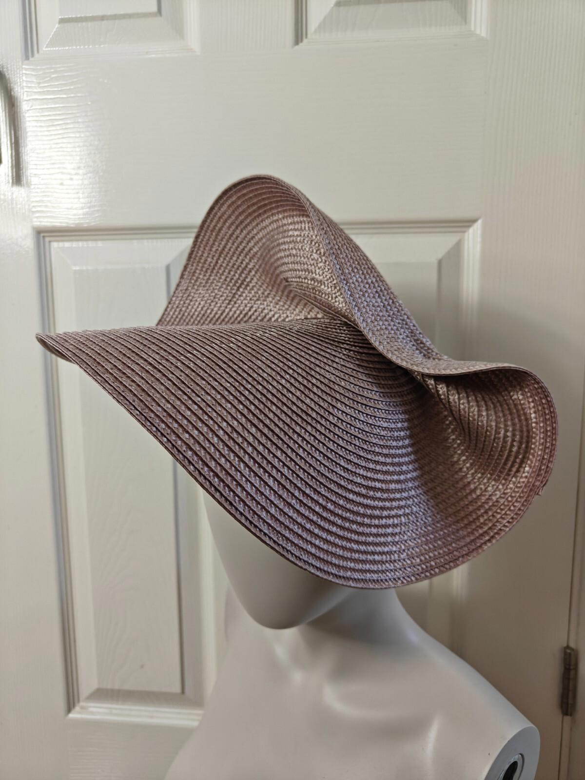 light brown large straw fascinator millinery burlesque headband wedding hat