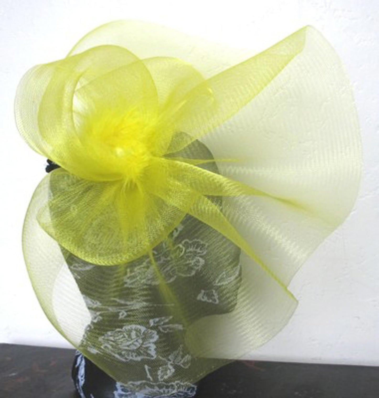 yellow feather fascinator millinery burlesque headband wedding hat hair piece