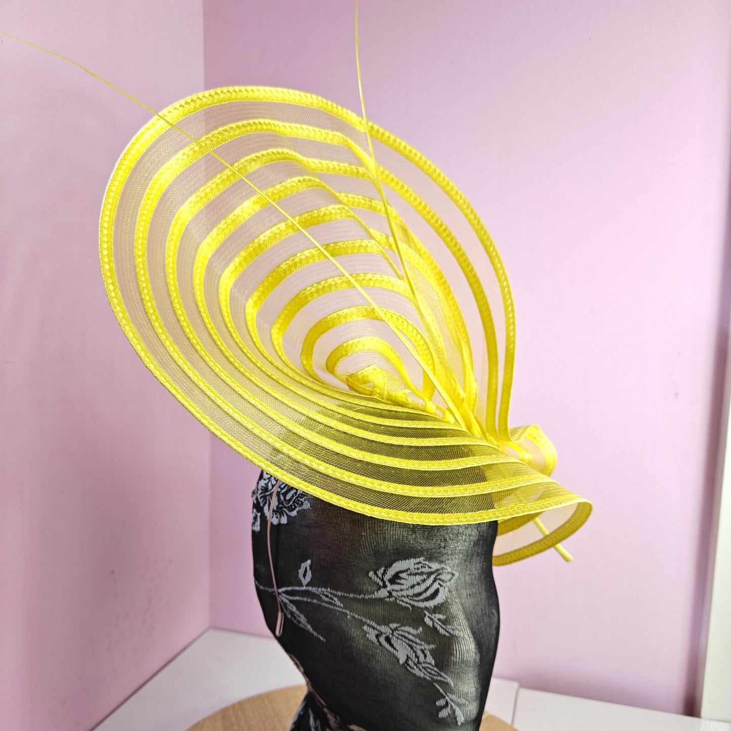 yellow ostrich quill spine fascinator wedding hat Kentucky Derby Royal Ascot