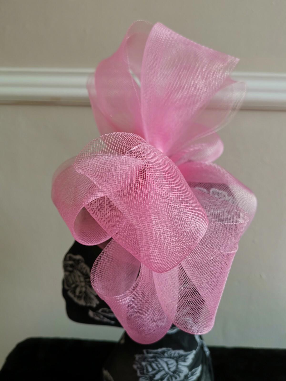 light baby pink fascinator millinery burlesque headband wedding hat hair piece