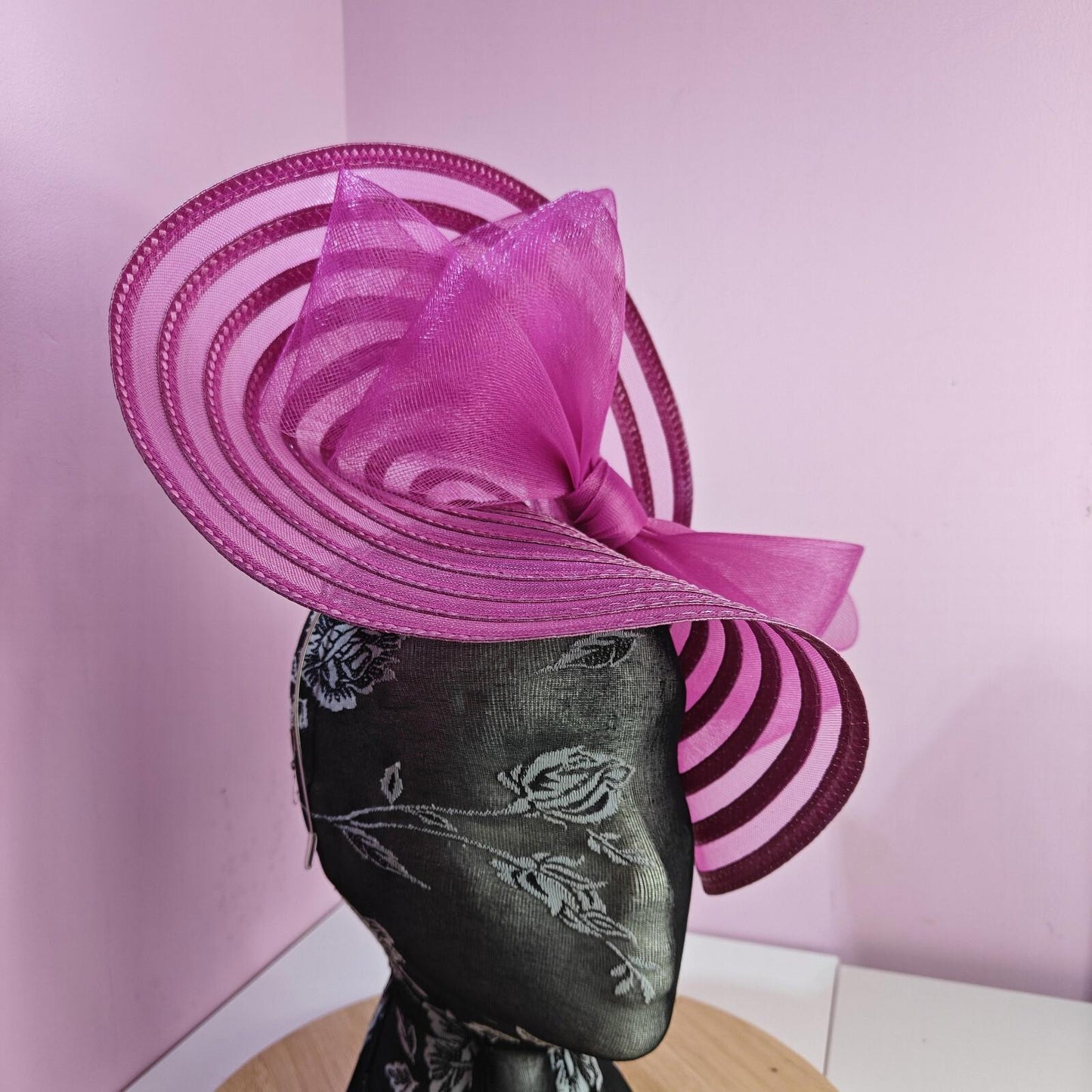 dark pink bow fascinator millinery wedding hat Kentucky Derby Royal Ascot