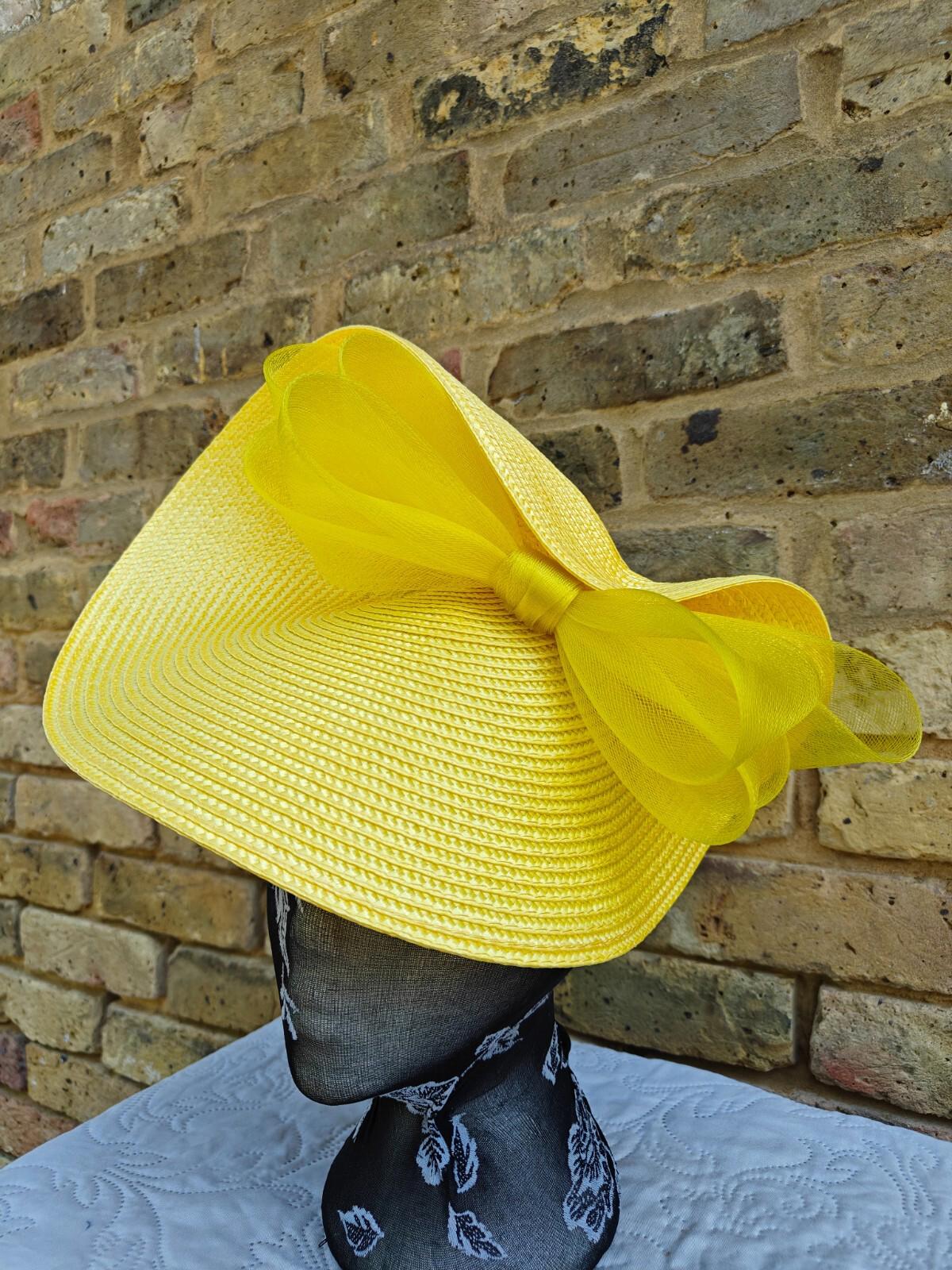 yellow large straw fascinator millinery headband wedding hat ascot