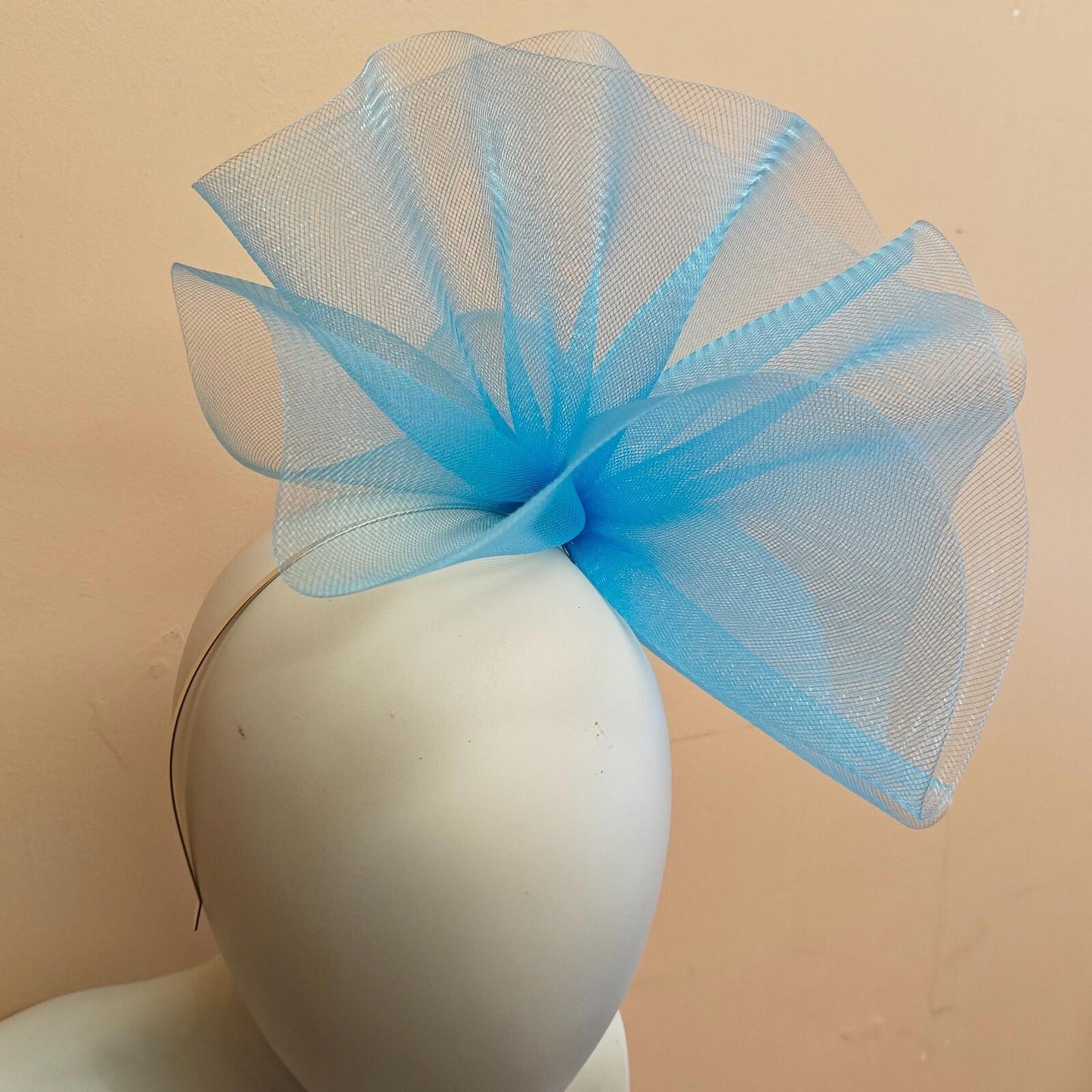 light blue fascinator millinery burlesque headband wedding hat ascot race