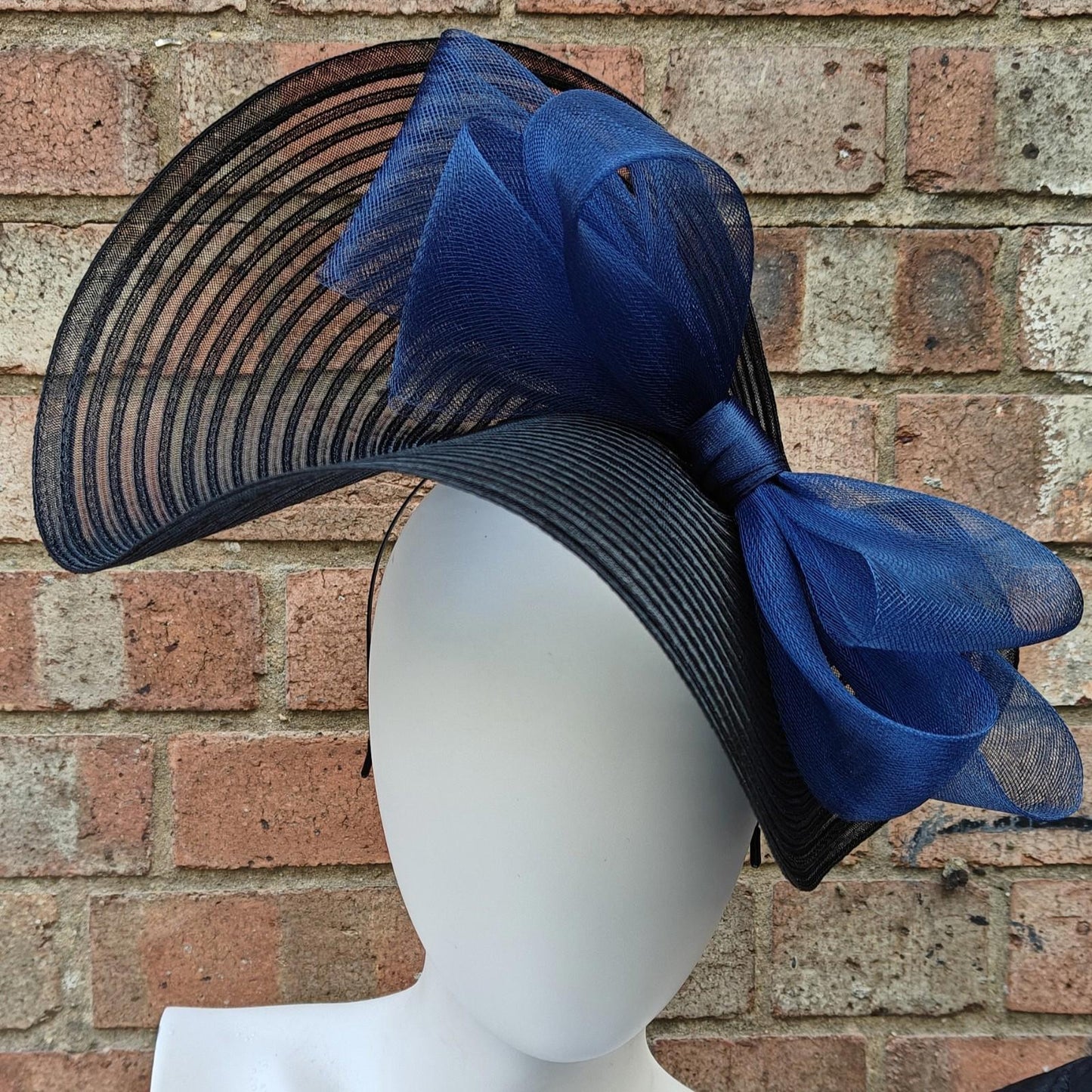 black navy bow crinoline fascinator millinery headband wedding hat party cosplay