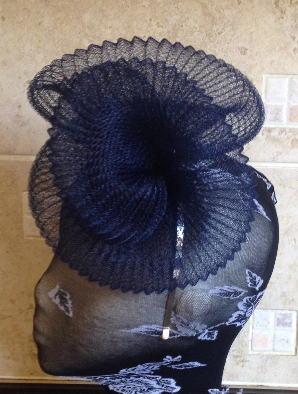 Navy dark blue fascinator millinery burlesque wedding hat hair ascot race