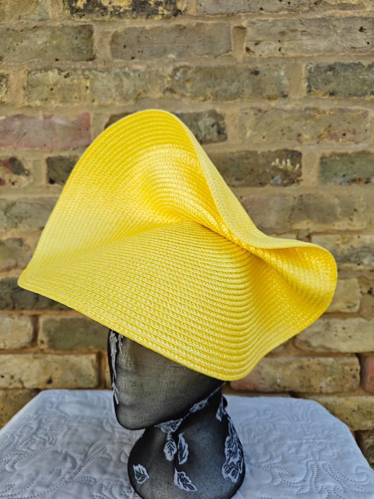 yellow large straw fascinator millinery headband wedding hat ascot