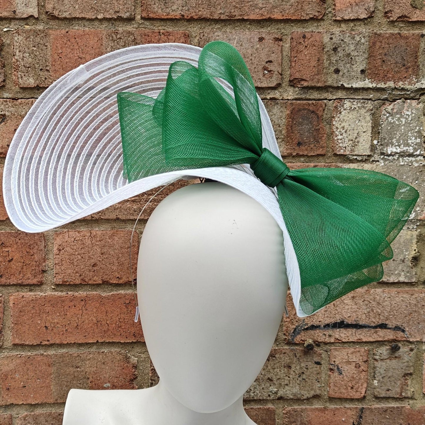 white green bow crinoline fascinator millinery headband wedding hat party cosplay