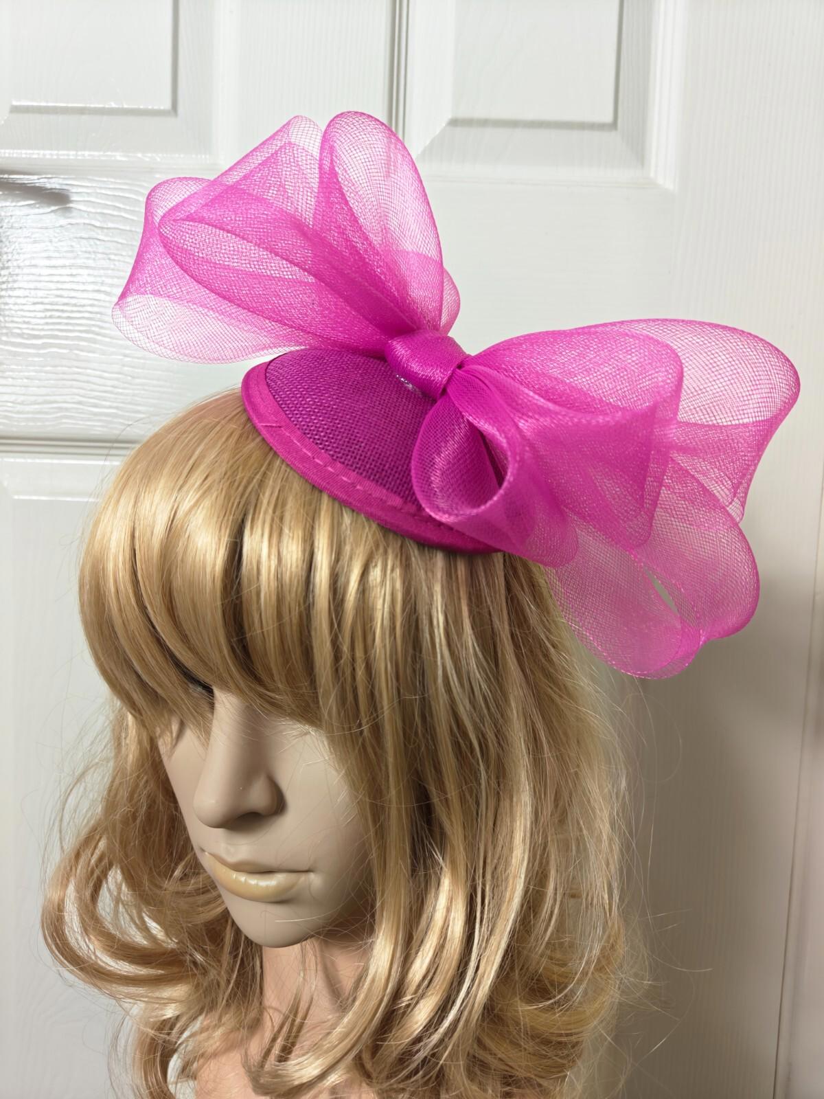 pink fascinator millinery burlesque headband wedding hat ascot race