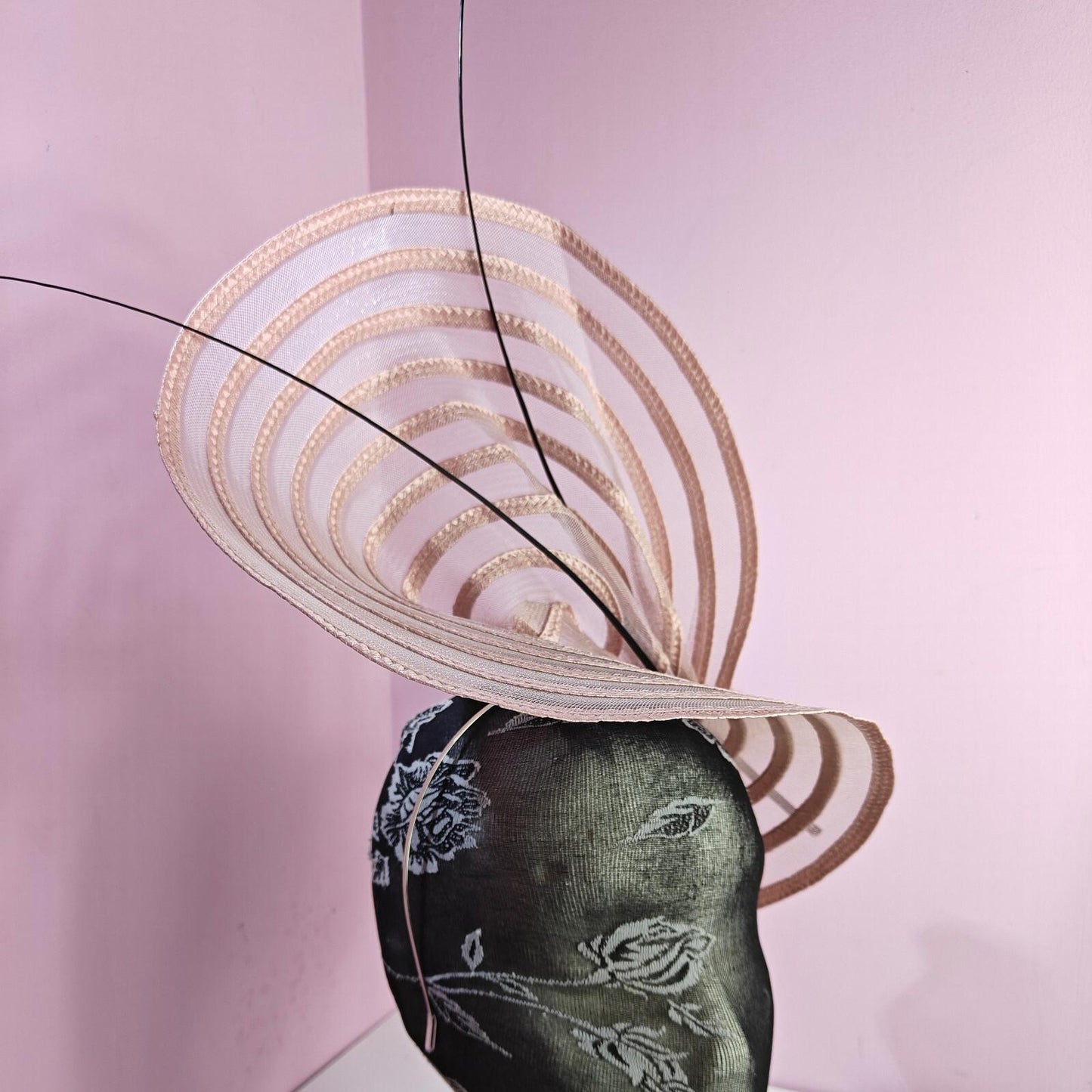 pink ostrich quill spine fascinator wedding hat Kentucky Derby Royal Ascot