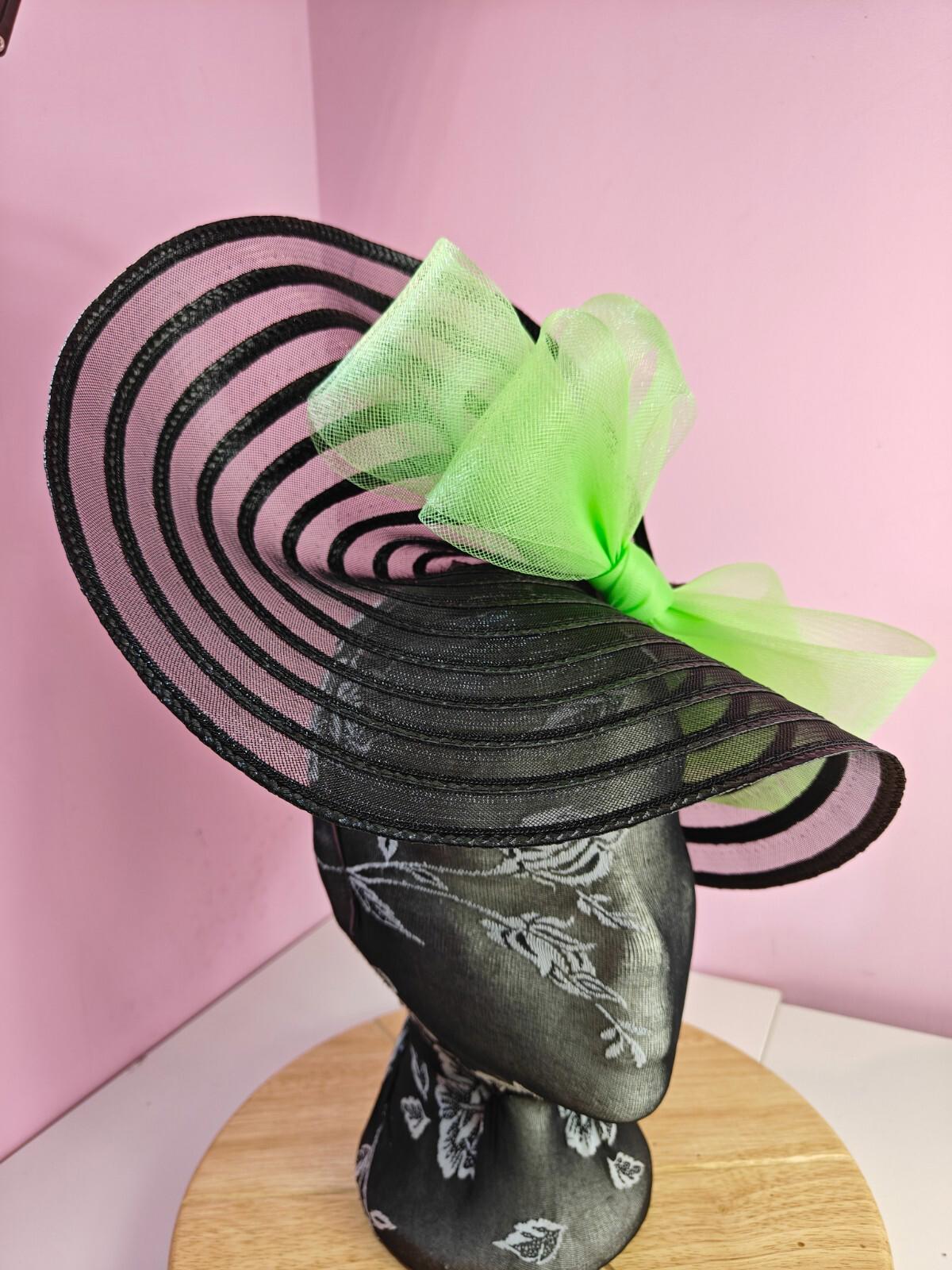 black green bow fascinator millinery wedding hat Kentucky Derby Royal Ascot