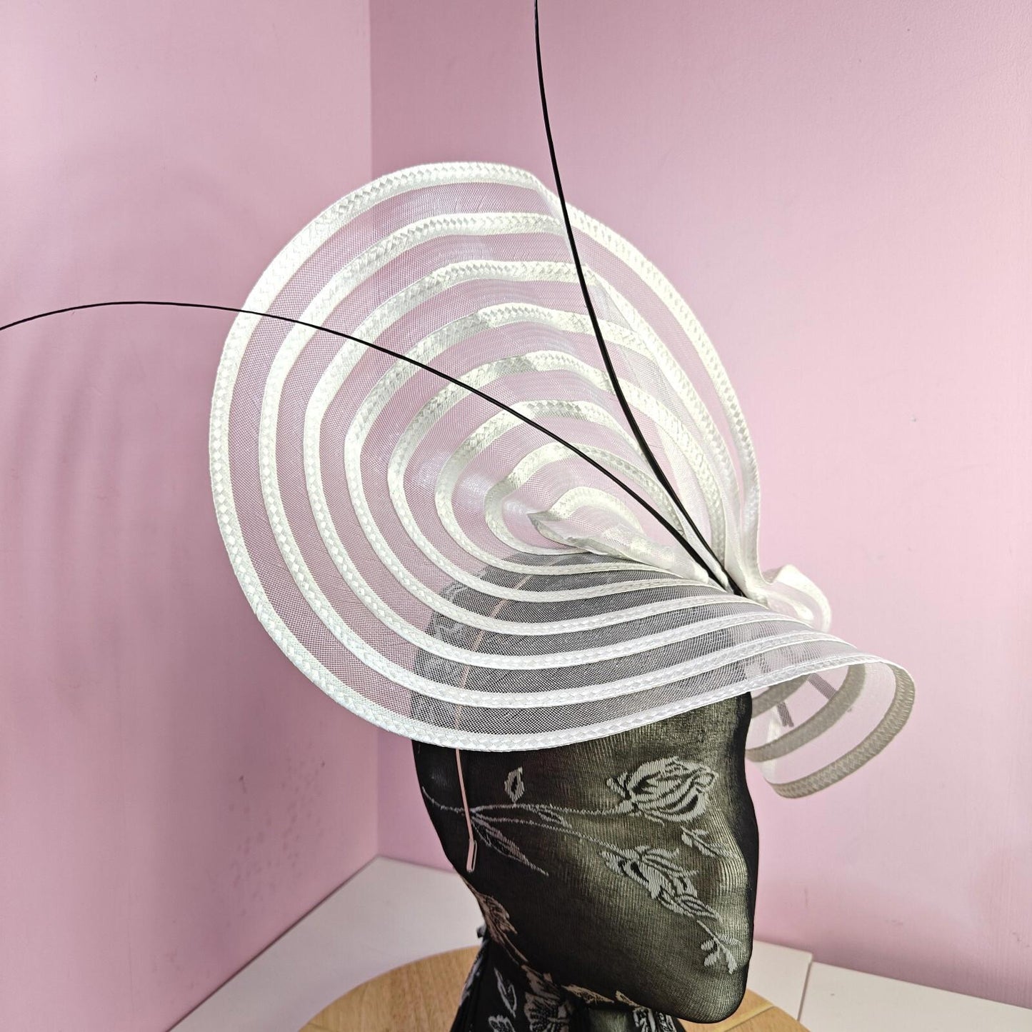 white ostrich quill spine fascinator wedding hat Kentucky Derby Royal Ascot