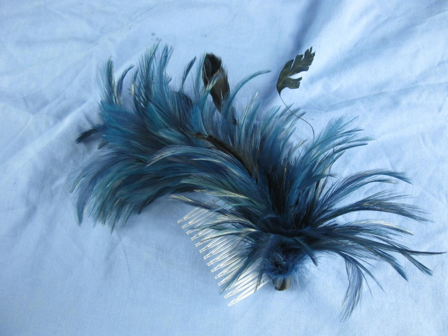navy blue feather comb fascinator millinery wedding ascot hat hair piece