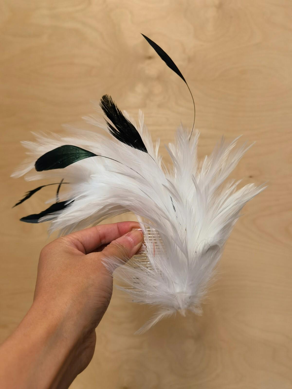 white feather comb fascinator millinery wedding hat