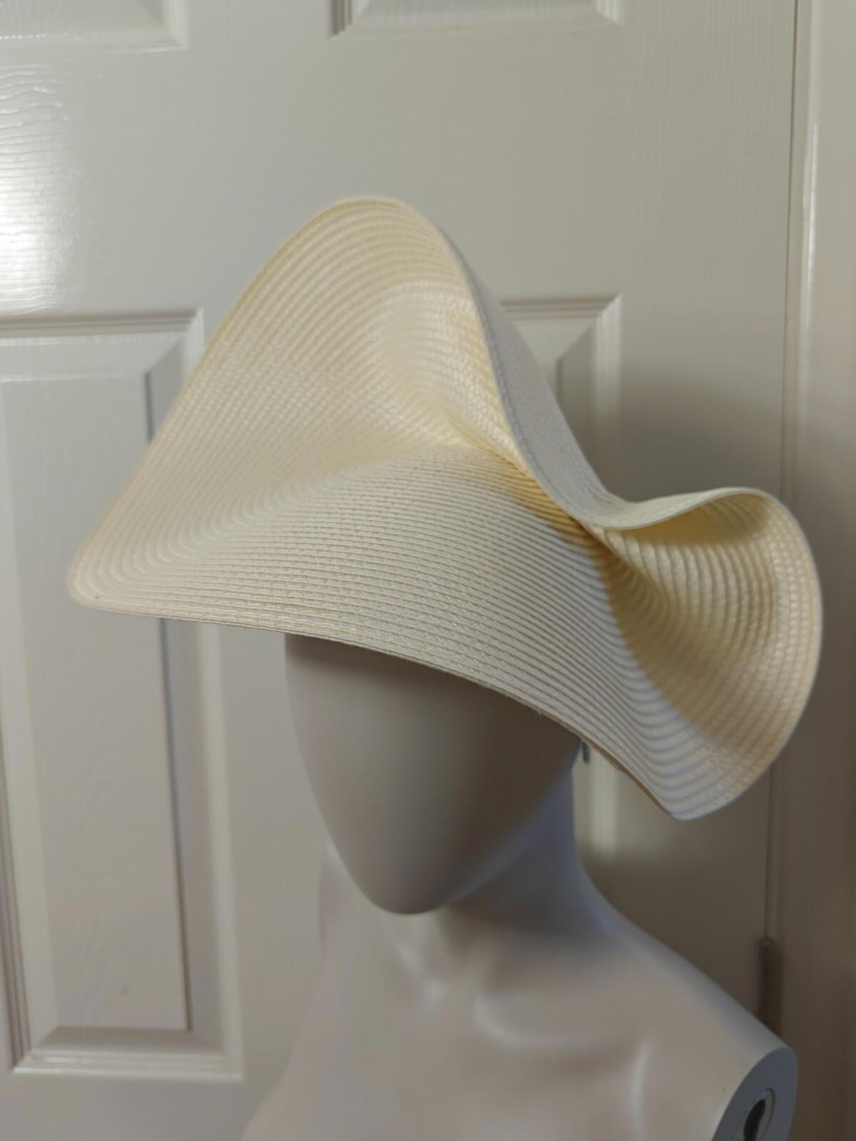 ivory large straw fascinator millinery burlesque headband wedding hat