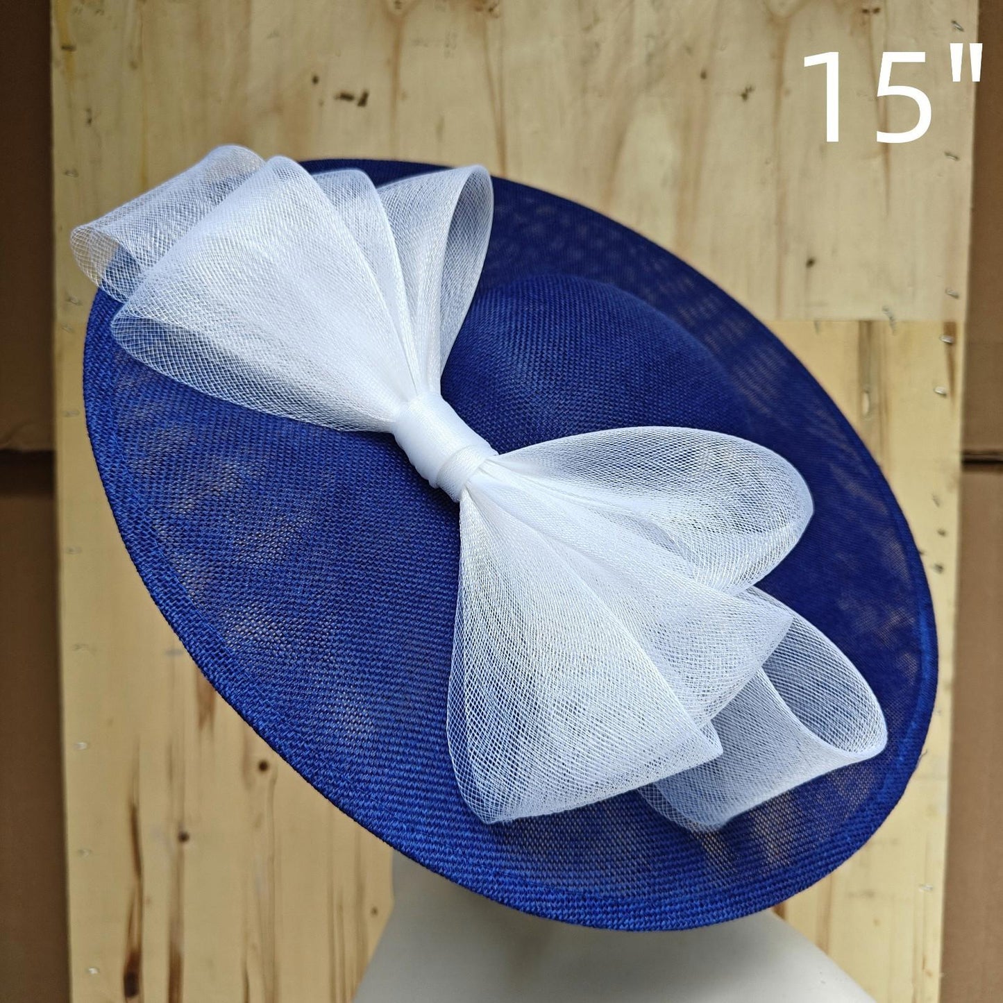 blue white fascinator wedding hatinator hat Kentucky Derby Royal Ascot bow