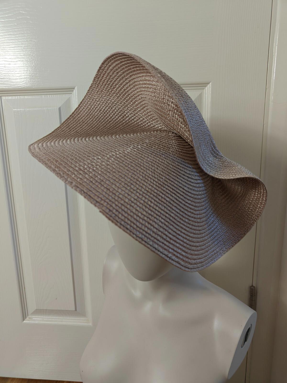 light beige large straw fascinator millinery burlesque headband wedding hat