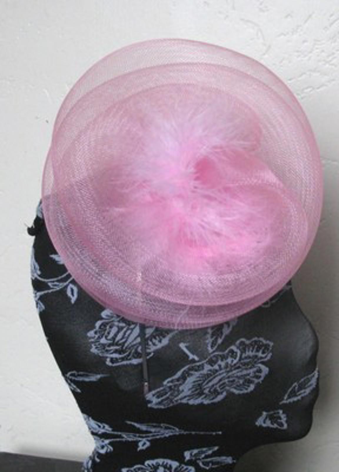 baby pink feather fascinator millinery burlesque headband wedding hat hair
