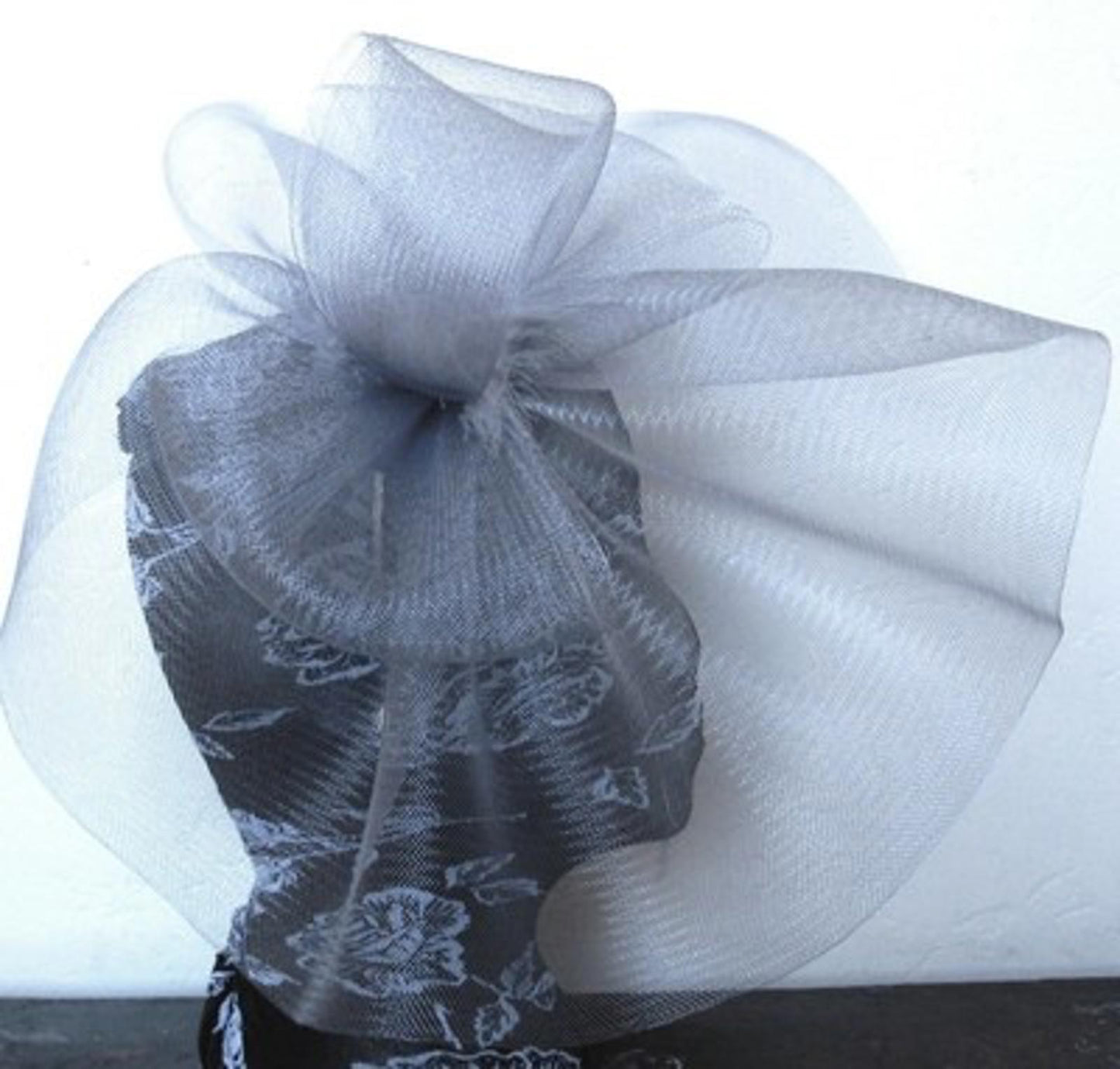 grey feather fascinator millinery burlesque headband wedding hat hair piece