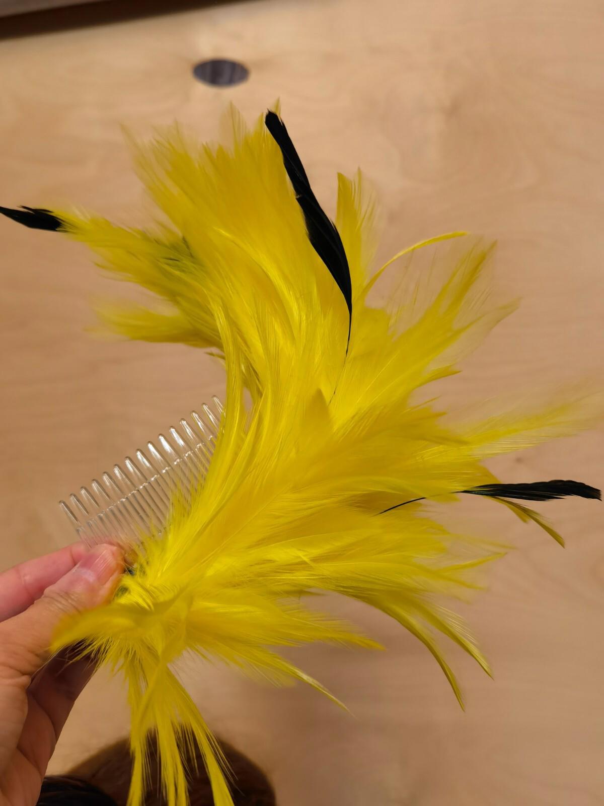 yellow feather comb fascinator millinery wedding hat