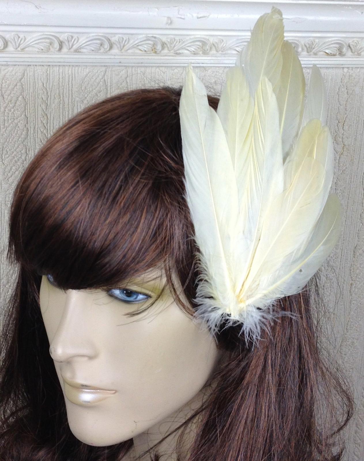 cream ivory feather fascinator millinery hair clip wedding piece ascot race