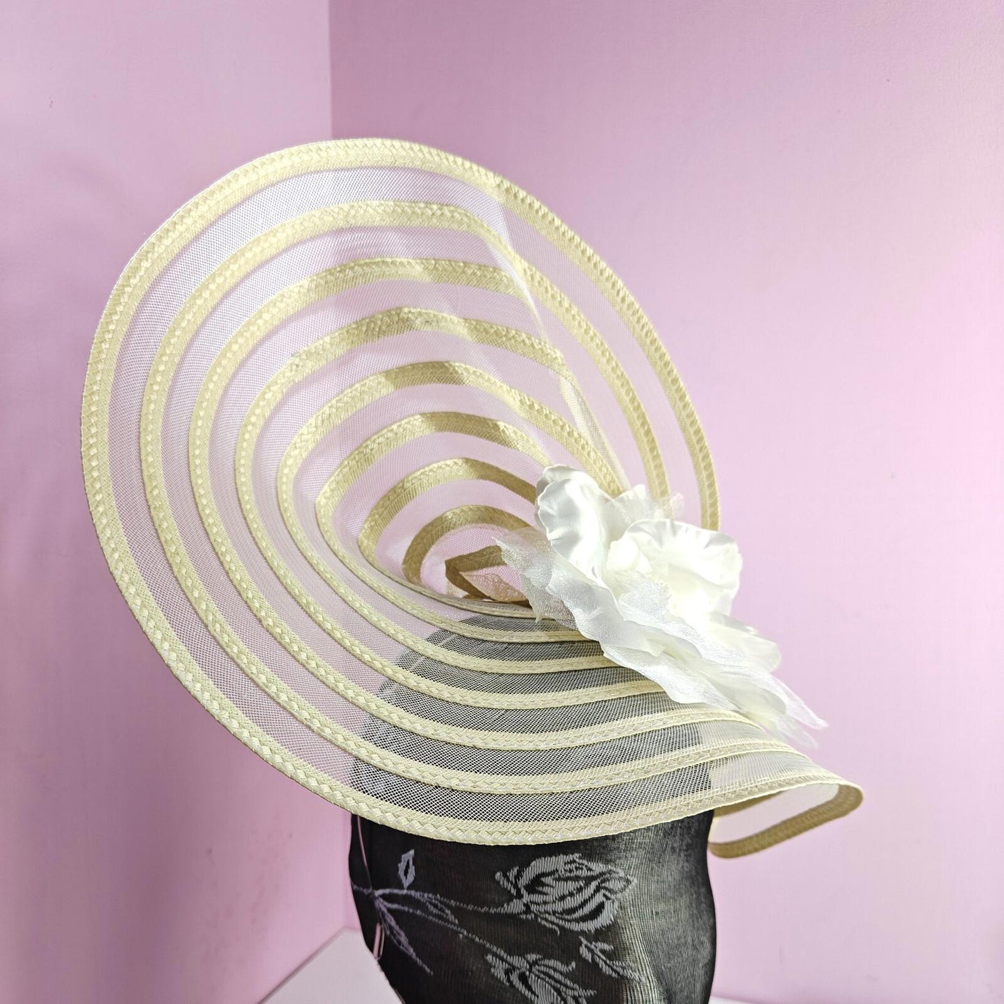 cream ivory flower fascinator millinery wedding hat Kentucky Derby Royal Ascot